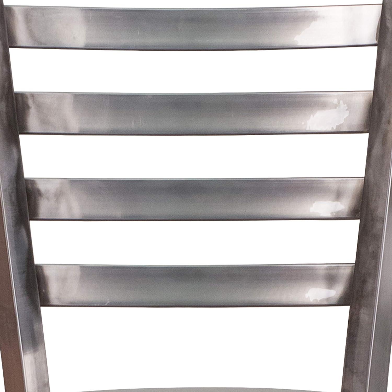 image:imageFlash Furniture 2 Pack HERCULES Series Silver Antique Finish with Clear Coat Ladder Back Metal Restaurant Barstool Walnut Wood SeatWalnut Wood SeatClear Coated Metal Frame