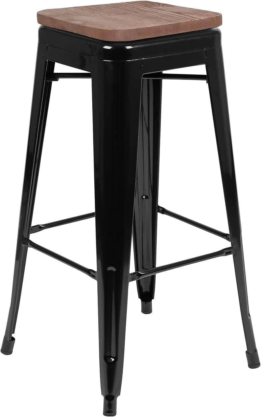 image:imageFlash Furniture 30 High Backless Purple Barstool with Square Wood SeatBlack