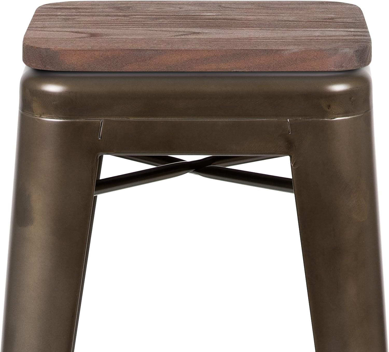 image:imageFlash Furniture 30 High Backless Purple Barstool with Square Wood SeatGun Metal