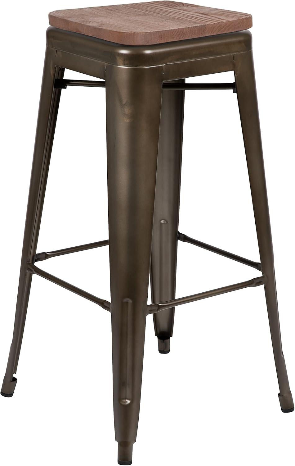 image:imageFlash Furniture 30 High Backless Purple Barstool with Square Wood SeatGun Metal