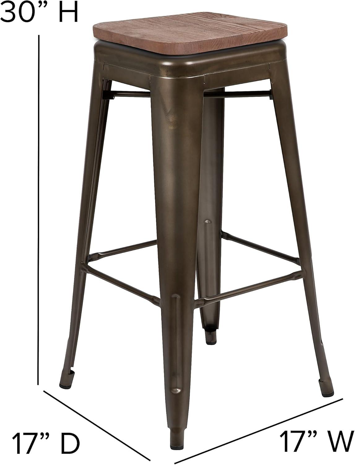 image:imageFlash Furniture 30 High Backless Purple Barstool with Square Wood SeatGun Metal