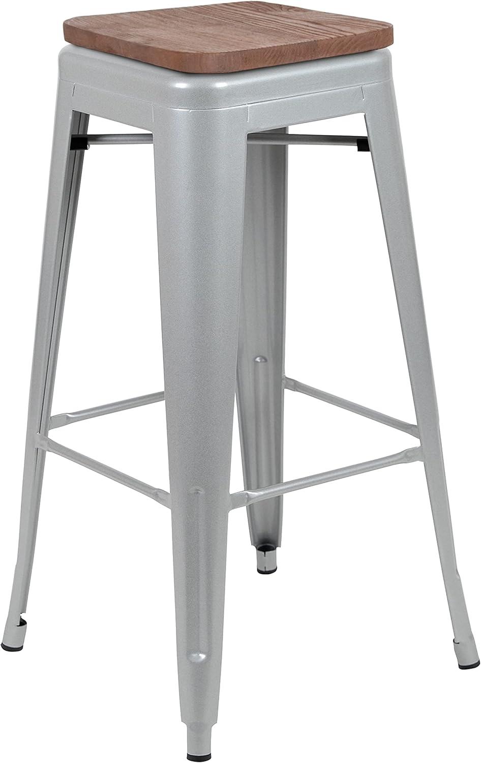 image:imageFlash Furniture 30 High Backless Purple Barstool with Square Wood SeatSilver