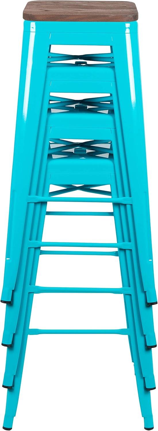 image:imageFlash Furniture 30 High Backless Purple Barstool with Square Wood SeatTeal