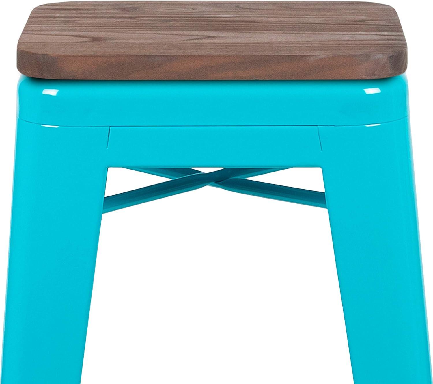 image:imageFlash Furniture 30 High Backless Purple Barstool with Square Wood SeatTeal