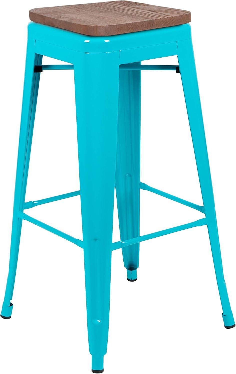image:imageFlash Furniture 30 High Backless Purple Barstool with Square Wood SeatTeal