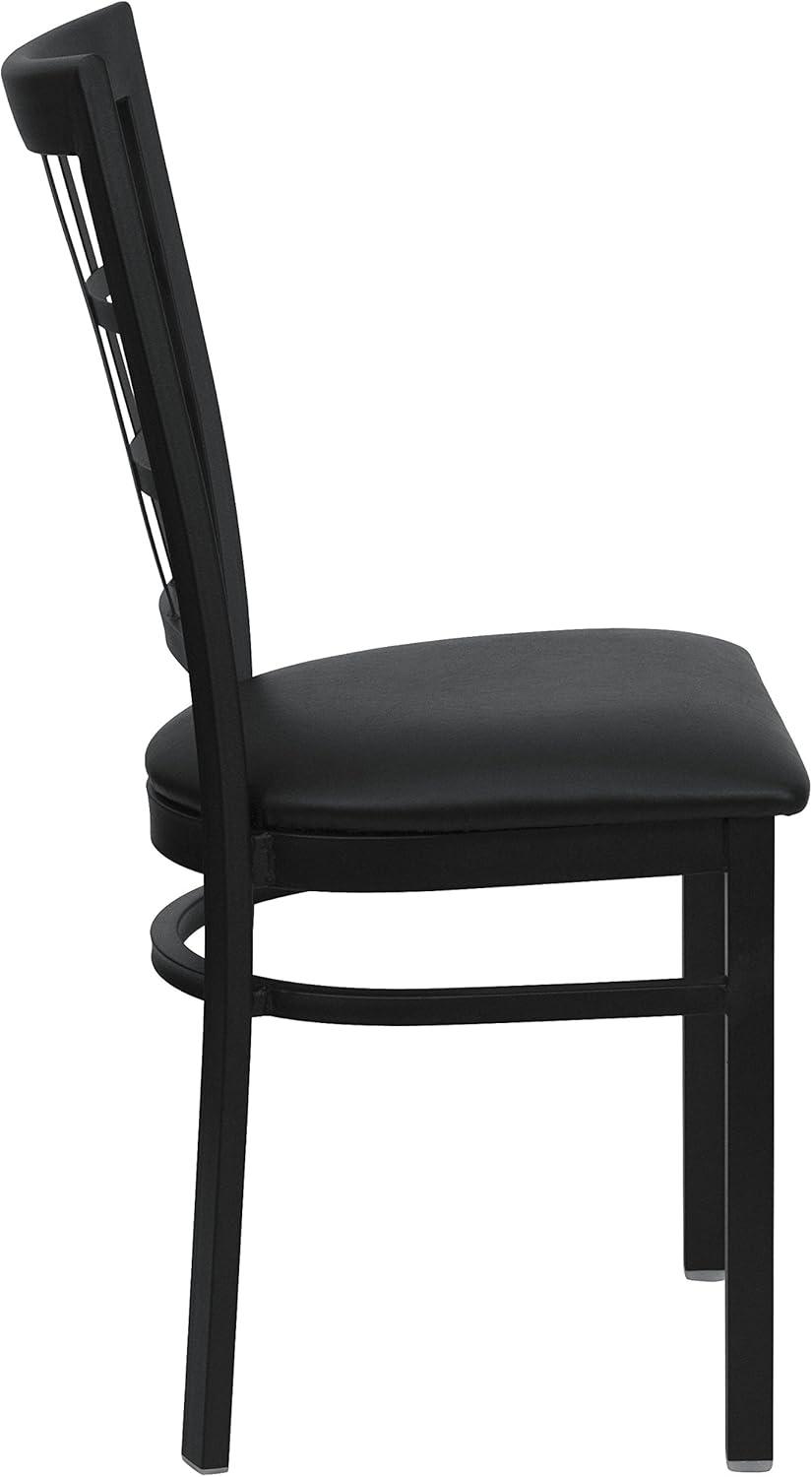 image:imageFlash Furniture 4 Pack HERCULES Series Black Window Back Metal Restaurant Chair Black Vinyl Seat