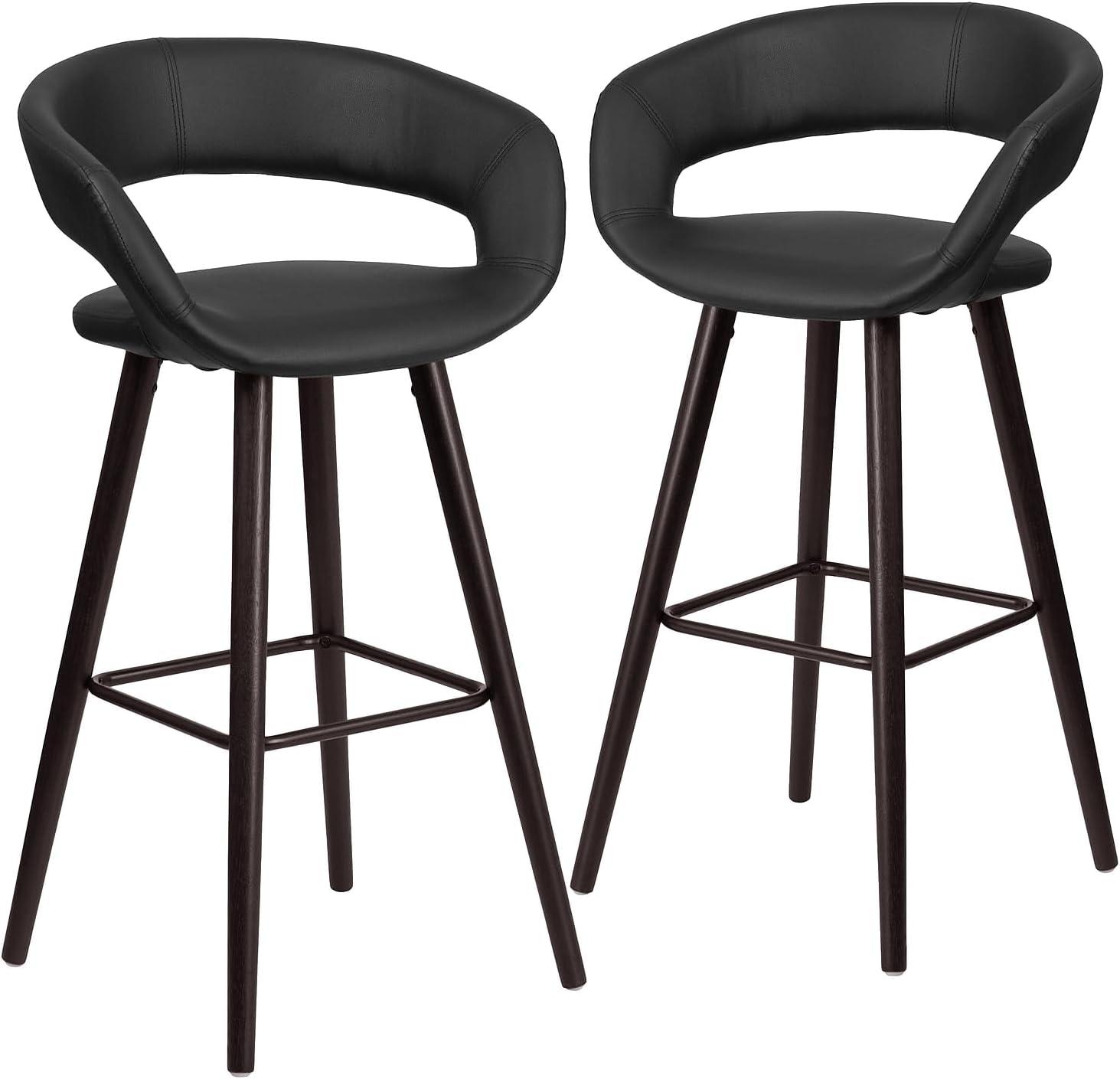 image:imageFlash Furniture Brynn Series 29 High Contemporary Cappuccino Wood Barstool in Black VinylBlack