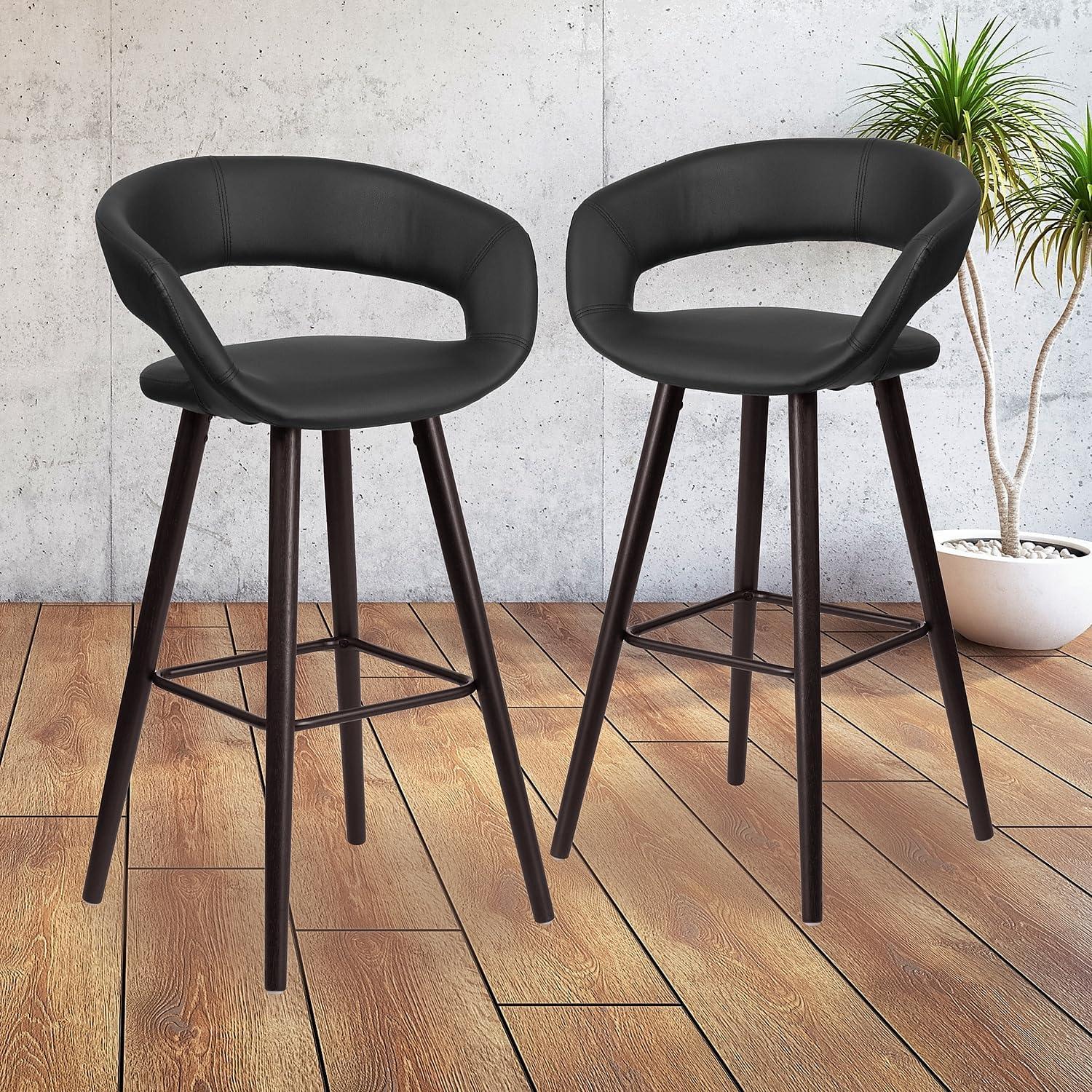 image:imageFlash Furniture Brynn Series 29 High Contemporary Cappuccino Wood Barstool in Black VinylBlack