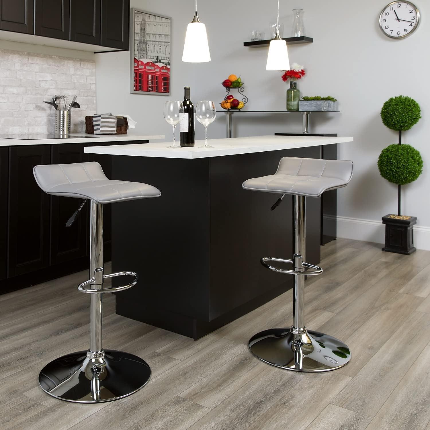 image:imageFlash Furniture Carmel Series 24 High Transitional Walnut Counter Height Stool with Nail Trim in Black LeatherSoftGrey