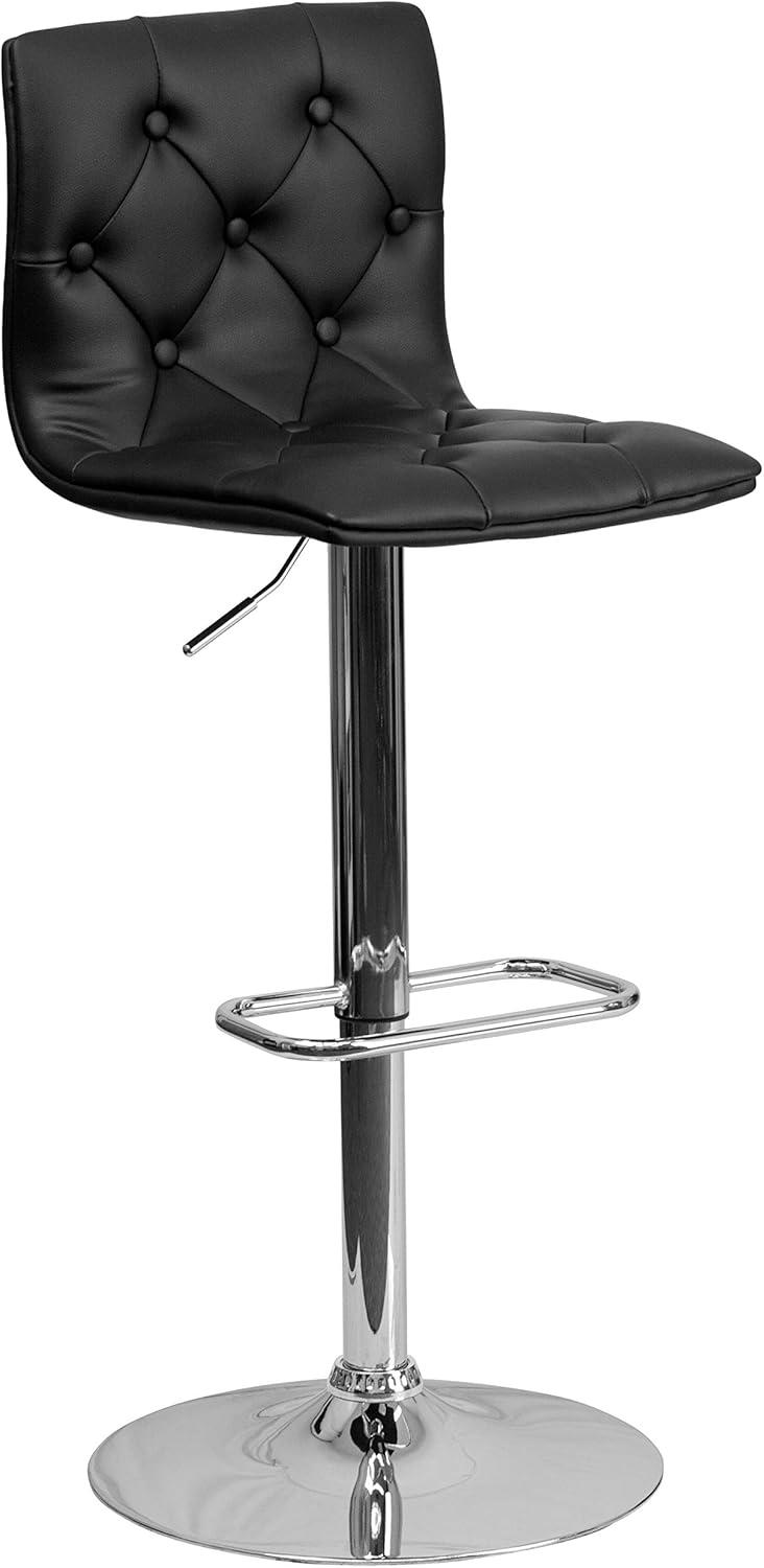 image:imageFlash Furniture Contemporary Button Tufted Gray Vinyl Adjustable Height Barstool with Chrome BaseBlack
