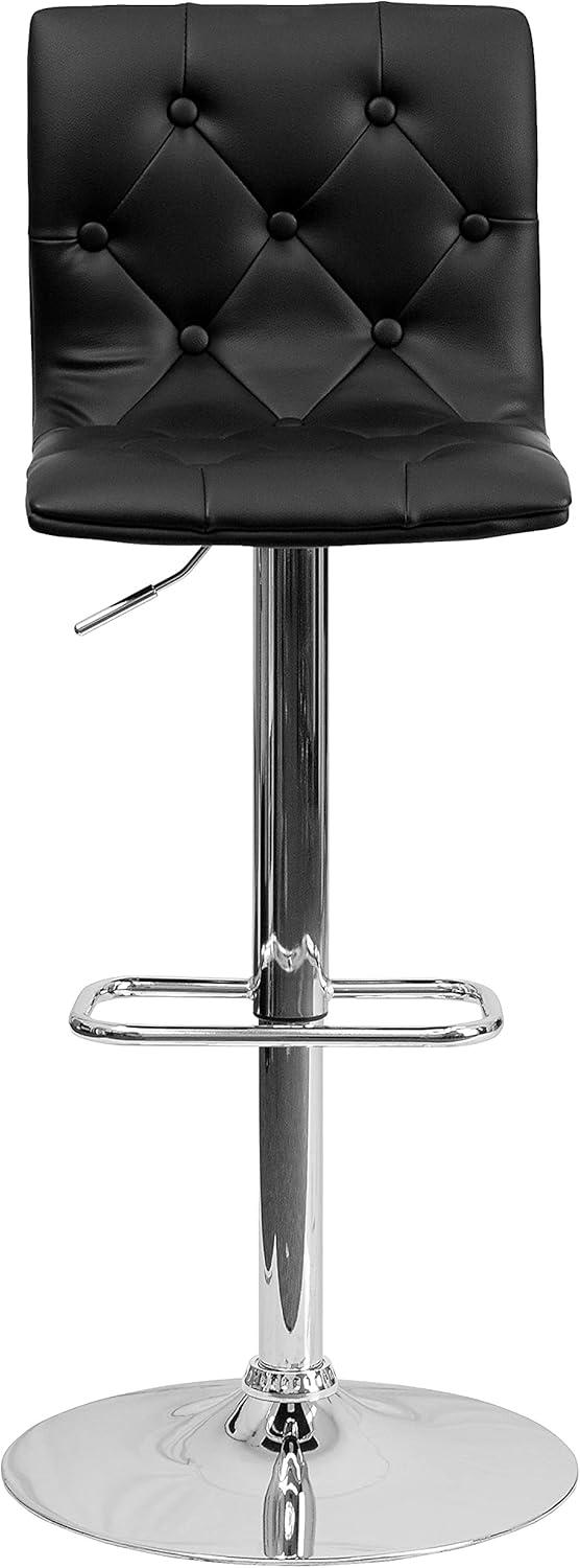image:imageFlash Furniture Contemporary Button Tufted Gray Vinyl Adjustable Height Barstool with Chrome BaseBlack