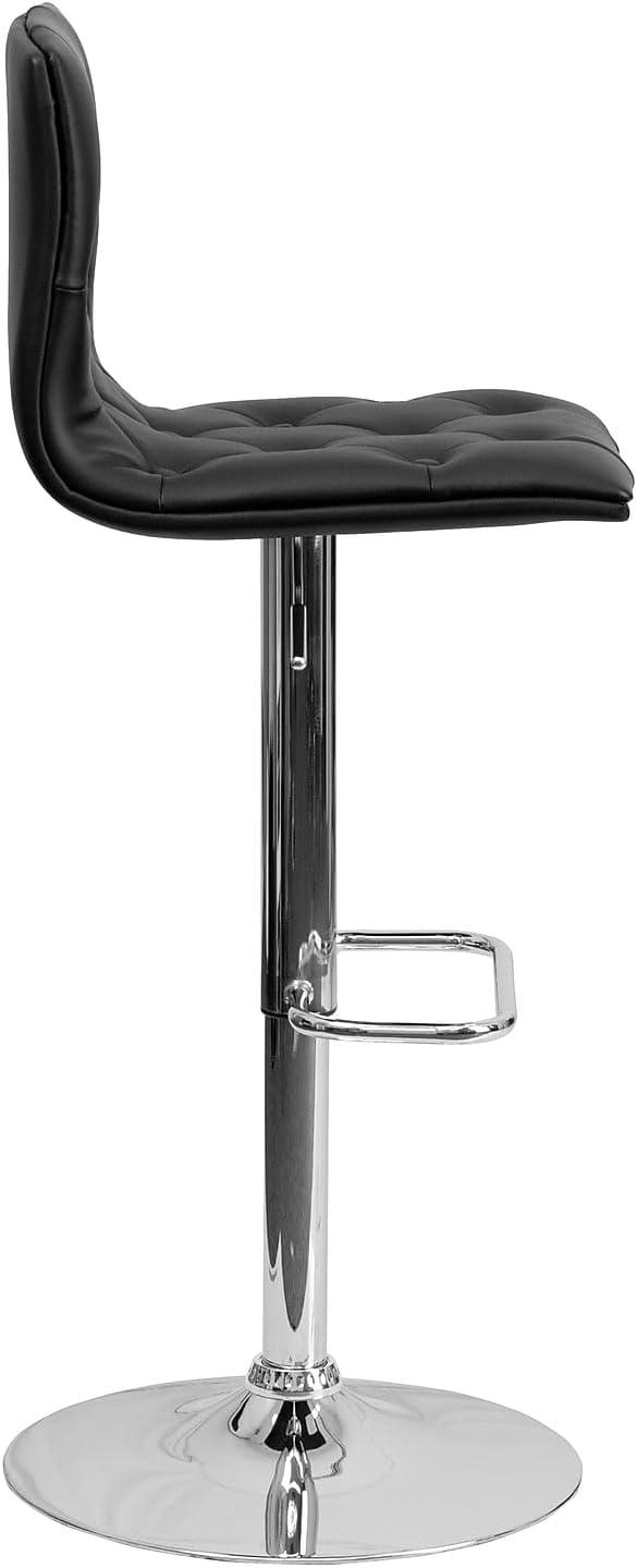 image:imageFlash Furniture Contemporary Button Tufted Gray Vinyl Adjustable Height Barstool with Chrome BaseBlack