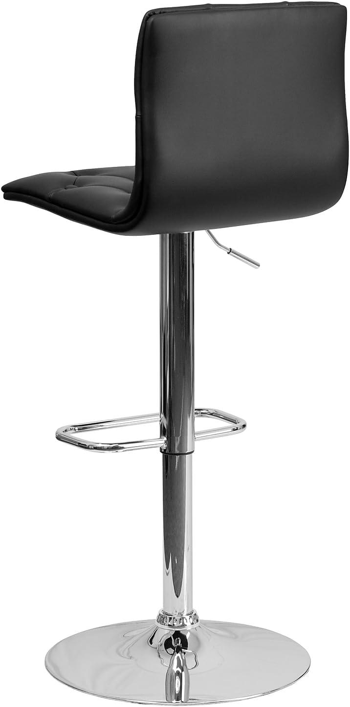 image:imageFlash Furniture Contemporary Button Tufted Gray Vinyl Adjustable Height Barstool with Chrome BaseBlack