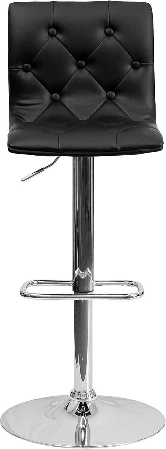 image:imageFlash Furniture Contemporary Button Tufted Gray Vinyl Adjustable Height Barstool with Chrome BaseBlack