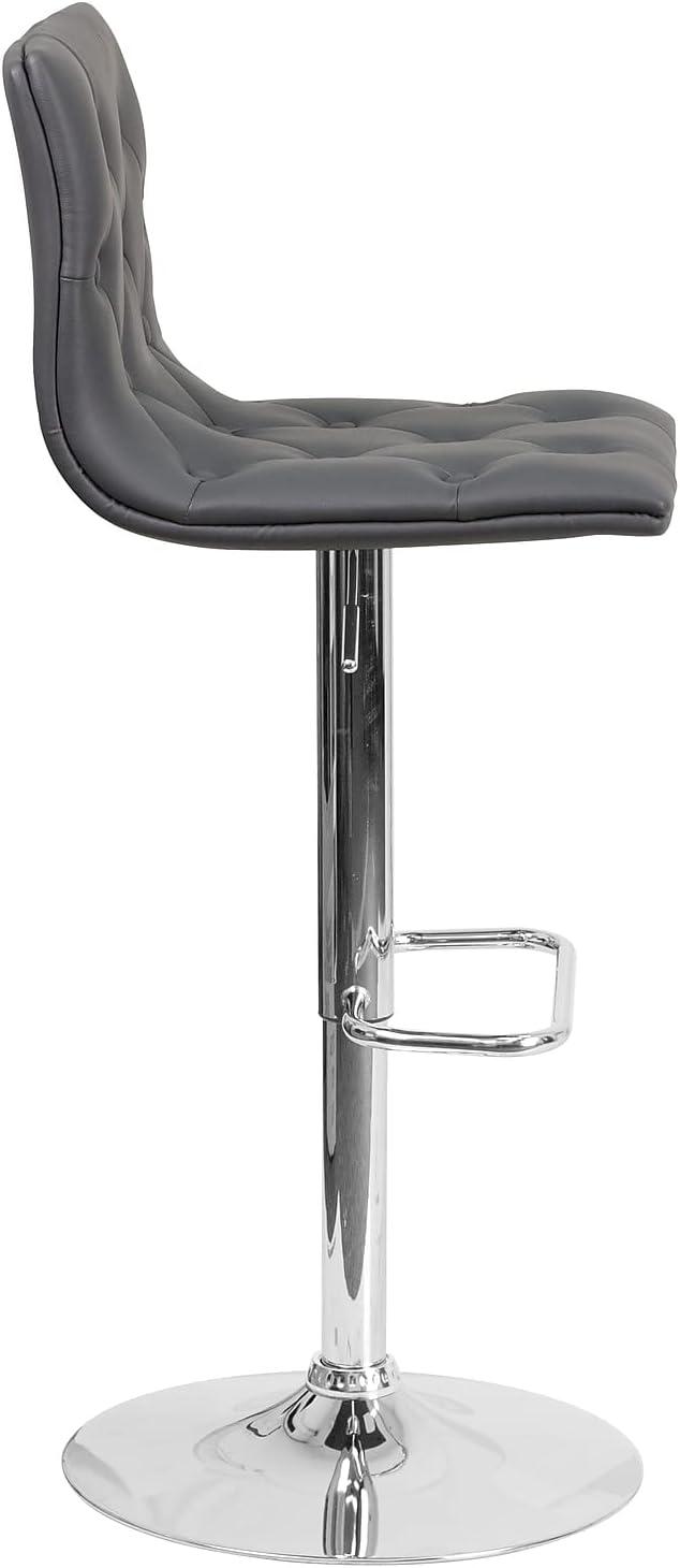 image:imageFlash Furniture Contemporary Button Tufted Gray Vinyl Adjustable Height Barstool with Chrome BaseGrey