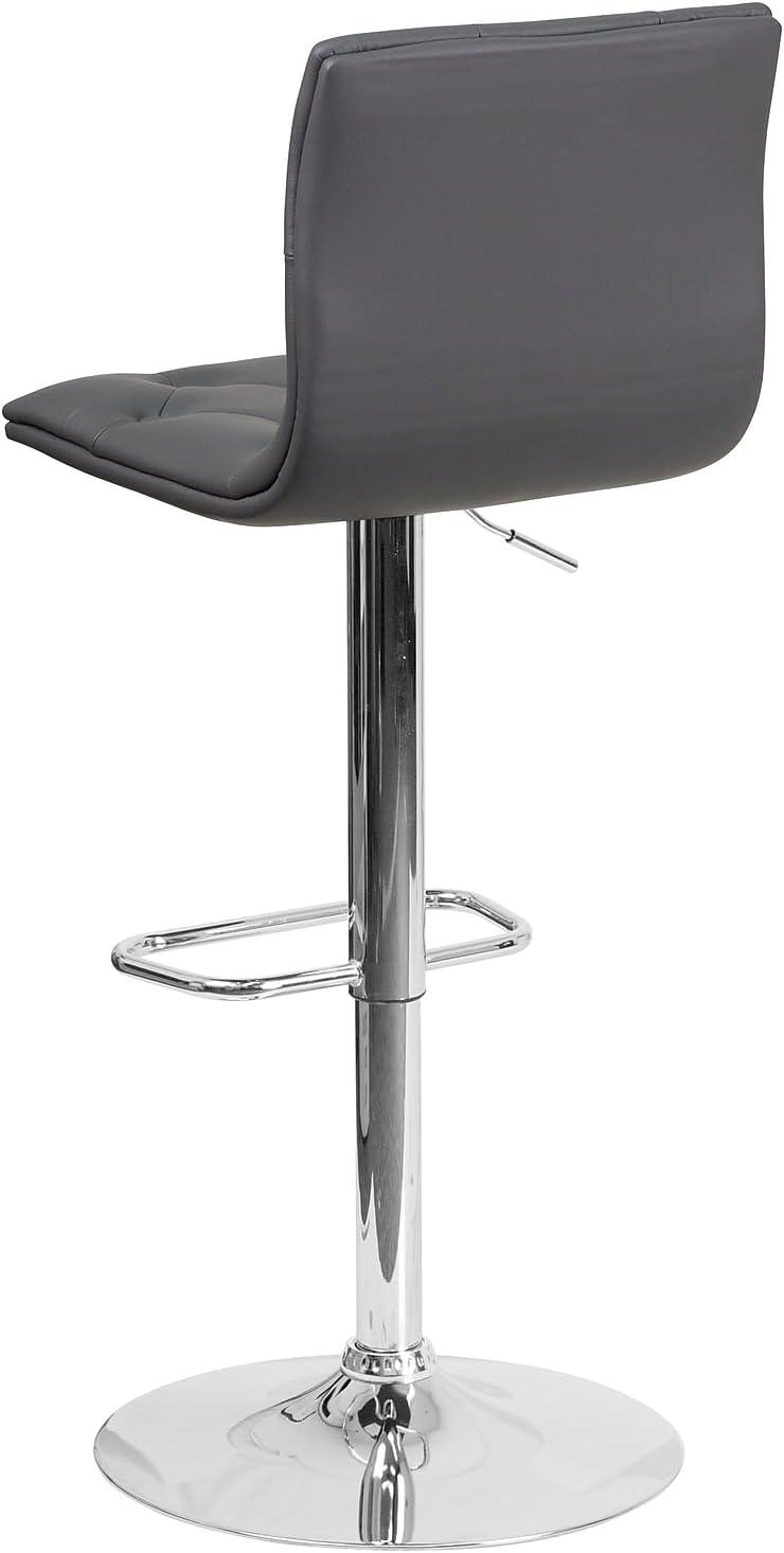 image:imageFlash Furniture Contemporary Button Tufted Gray Vinyl Adjustable Height Barstool with Chrome BaseGrey