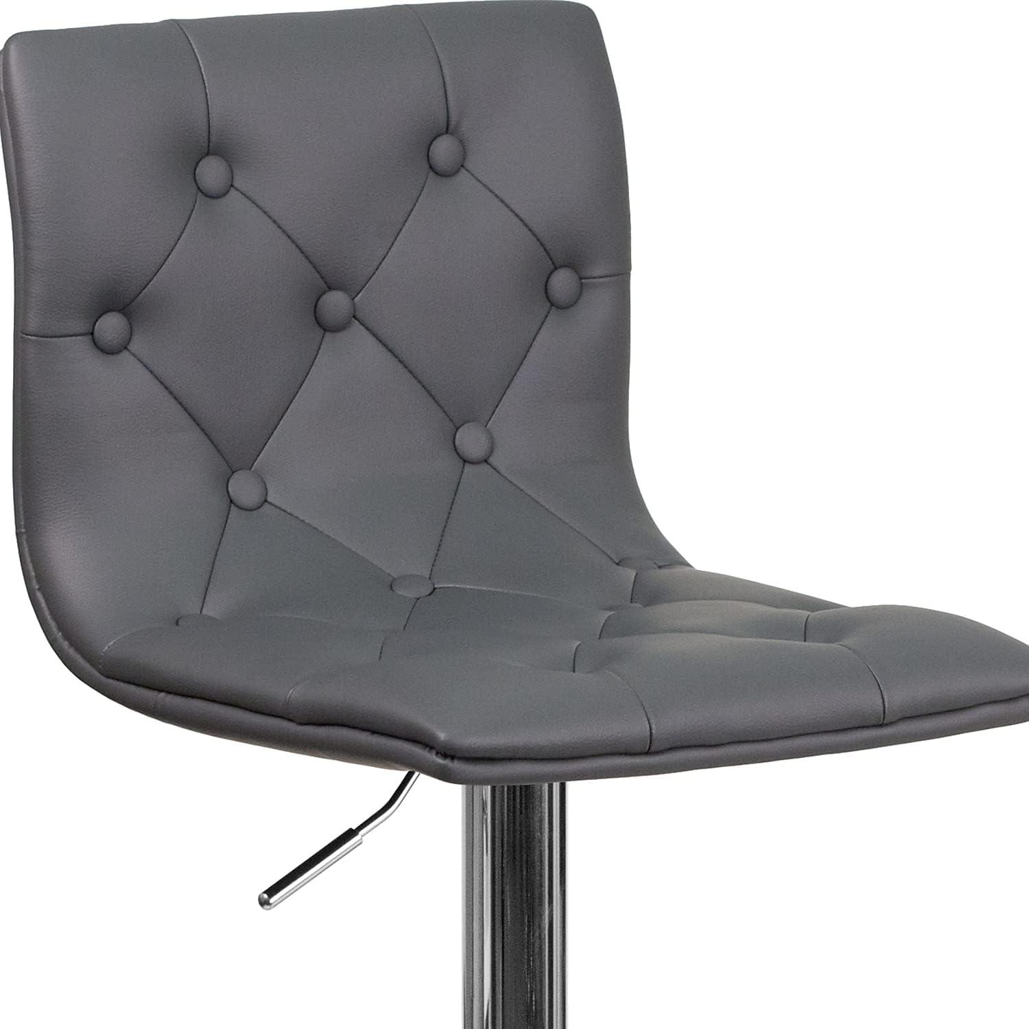 image:imageFlash Furniture Contemporary Button Tufted Gray Vinyl Adjustable Height Barstool with Chrome BaseGrey