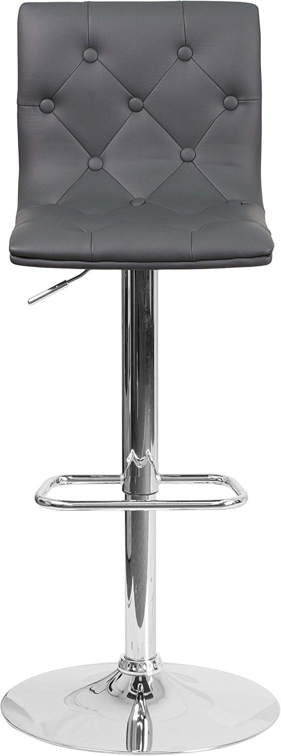 image:imageFlash Furniture Contemporary Button Tufted Gray Vinyl Adjustable Height Barstool with Chrome BaseGrey