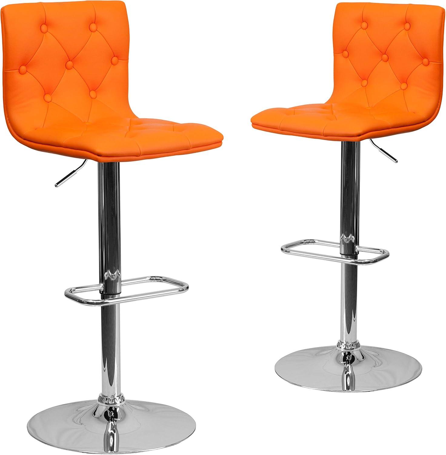 image:imageFlash Furniture Contemporary Button Tufted Gray Vinyl Adjustable Height Barstool with Chrome BaseOrange