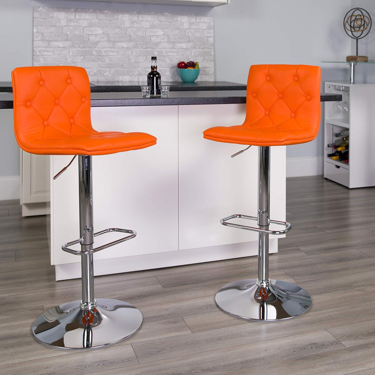 image:imageFlash Furniture Contemporary Button Tufted Gray Vinyl Adjustable Height Barstool with Chrome BaseOrange