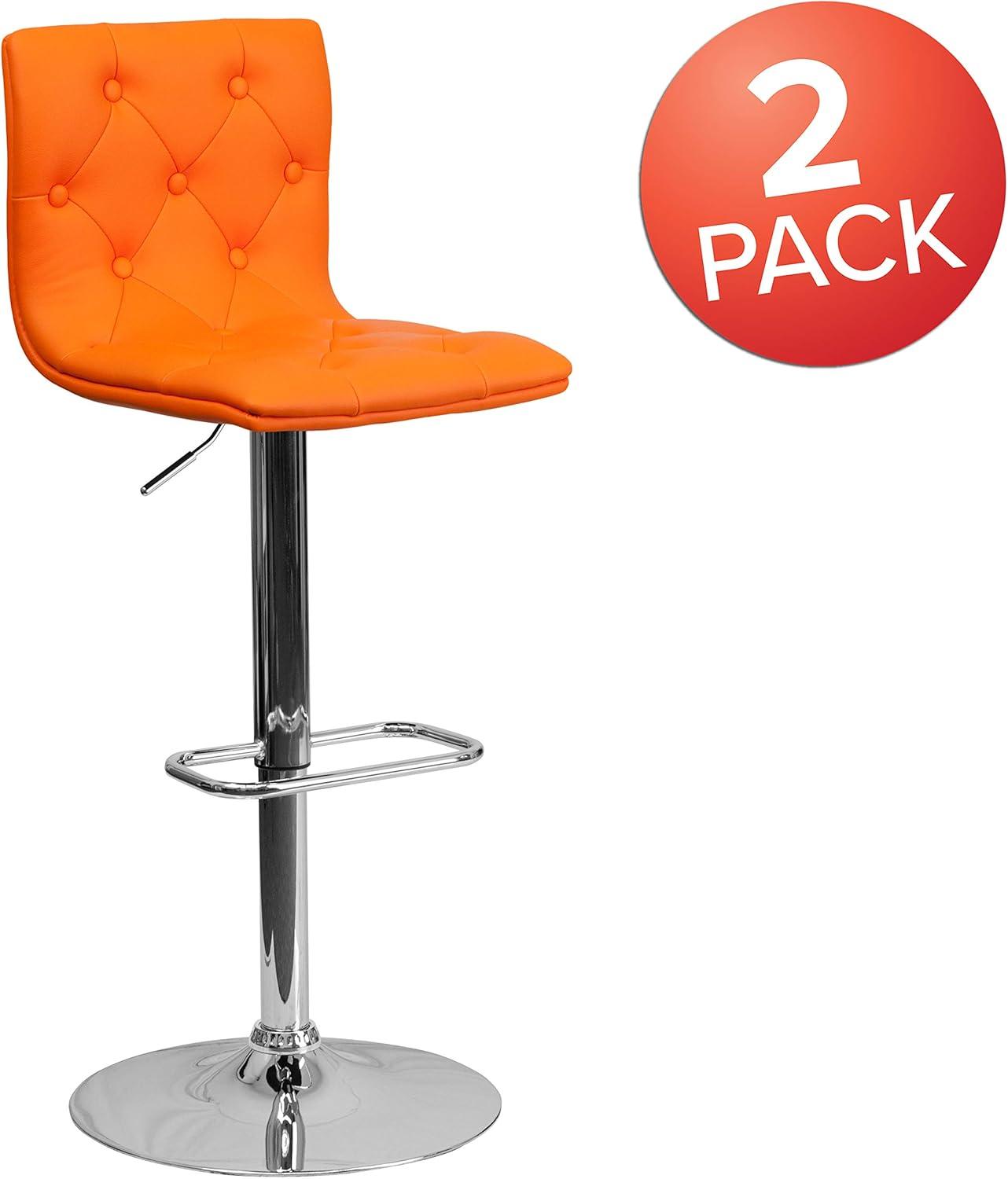 image:imageFlash Furniture Contemporary Button Tufted Gray Vinyl Adjustable Height Barstool with Chrome BaseOrange