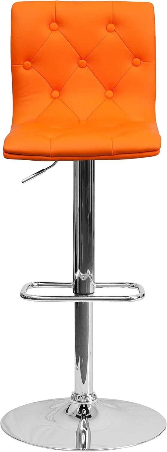 image:imageFlash Furniture Contemporary Button Tufted Gray Vinyl Adjustable Height Barstool with Chrome BaseOrange