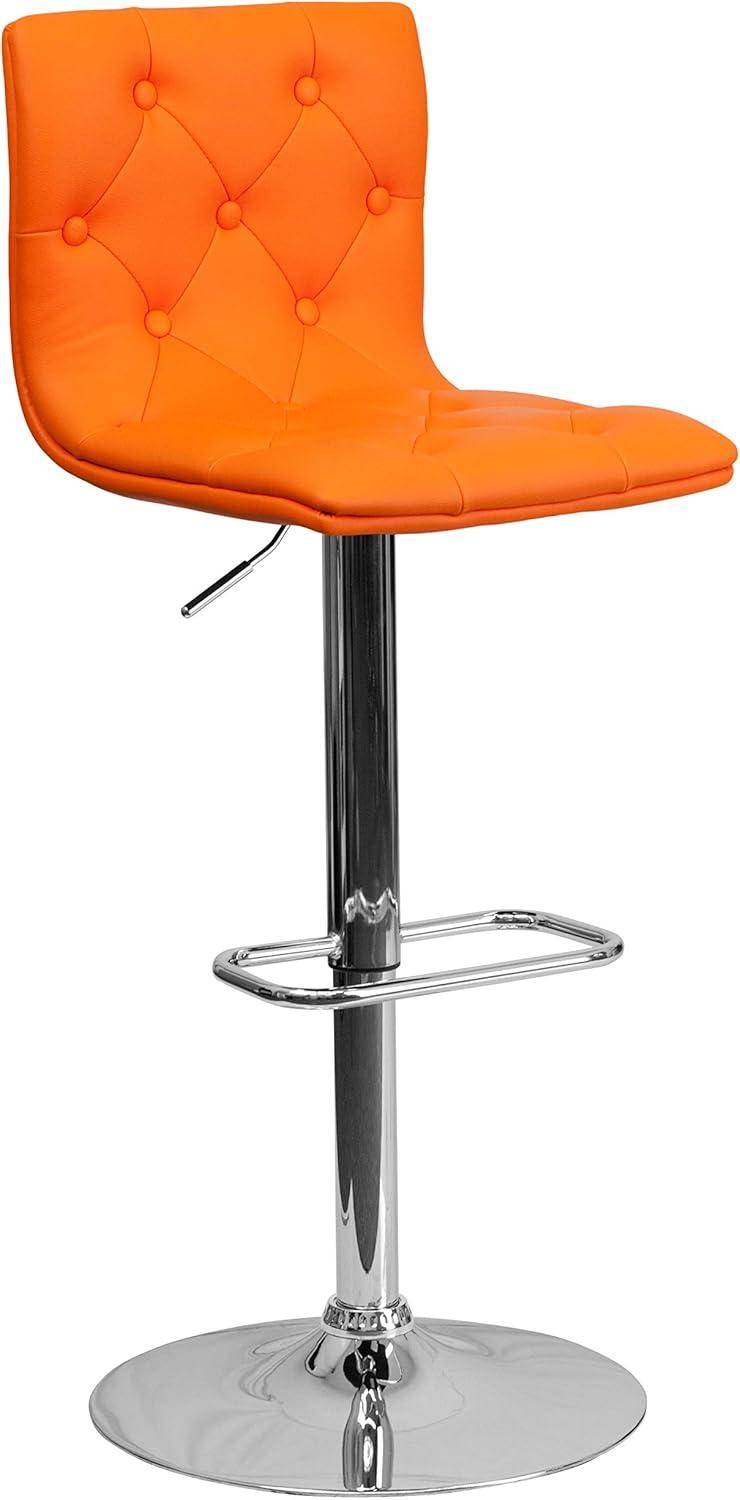 image:imageFlash Furniture Contemporary Button Tufted Gray Vinyl Adjustable Height Barstool with Chrome BaseOrange