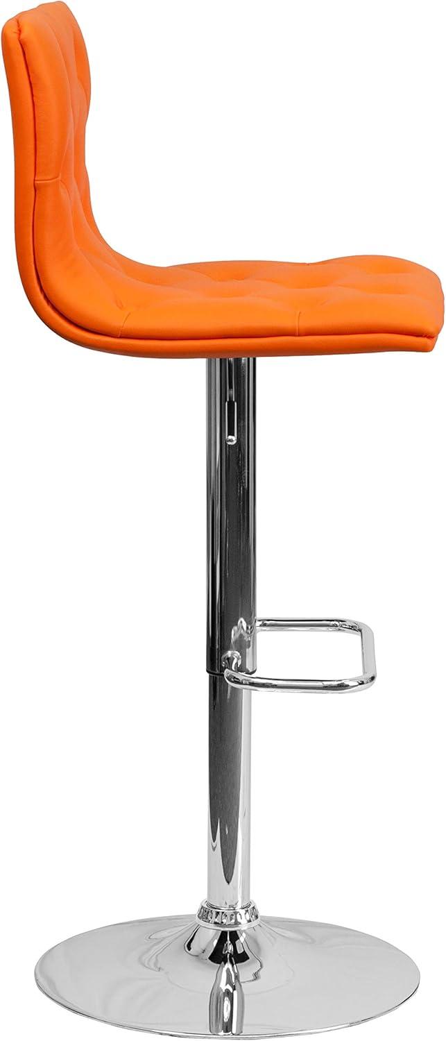 image:imageFlash Furniture Contemporary Button Tufted Gray Vinyl Adjustable Height Barstool with Chrome BaseOrange