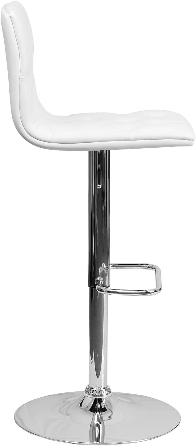image:imageFlash Furniture Contemporary Button Tufted Gray Vinyl Adjustable Height Barstool with Chrome BaseWhite