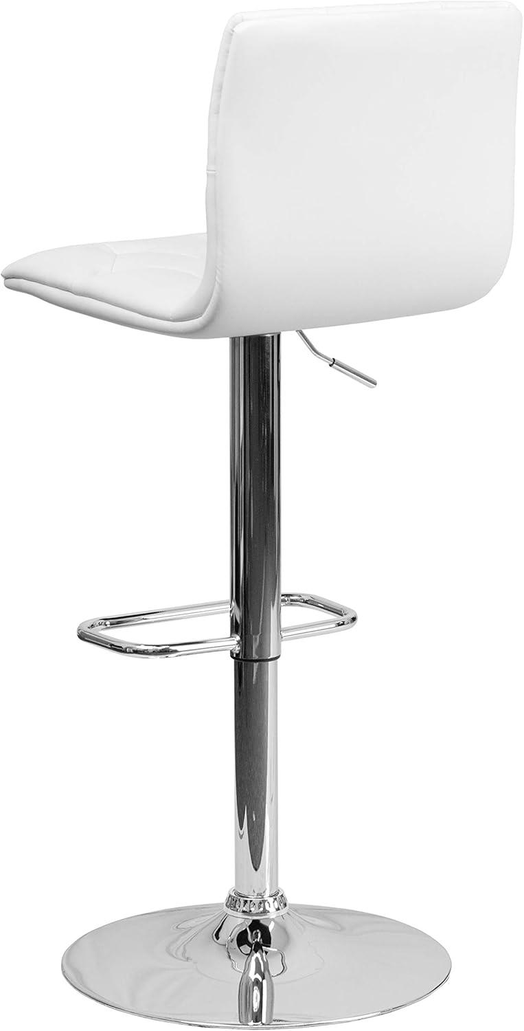 image:imageFlash Furniture Contemporary Button Tufted Gray Vinyl Adjustable Height Barstool with Chrome BaseWhite