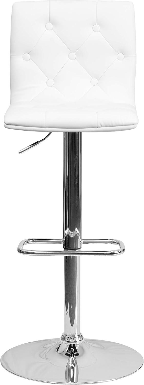 image:imageFlash Furniture Contemporary Button Tufted Gray Vinyl Adjustable Height Barstool with Chrome BaseWhite