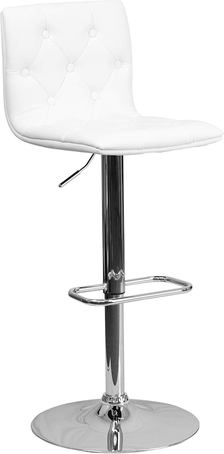 image:imageFlash Furniture Contemporary Button Tufted Gray Vinyl Adjustable Height Barstool with Chrome BaseWhite