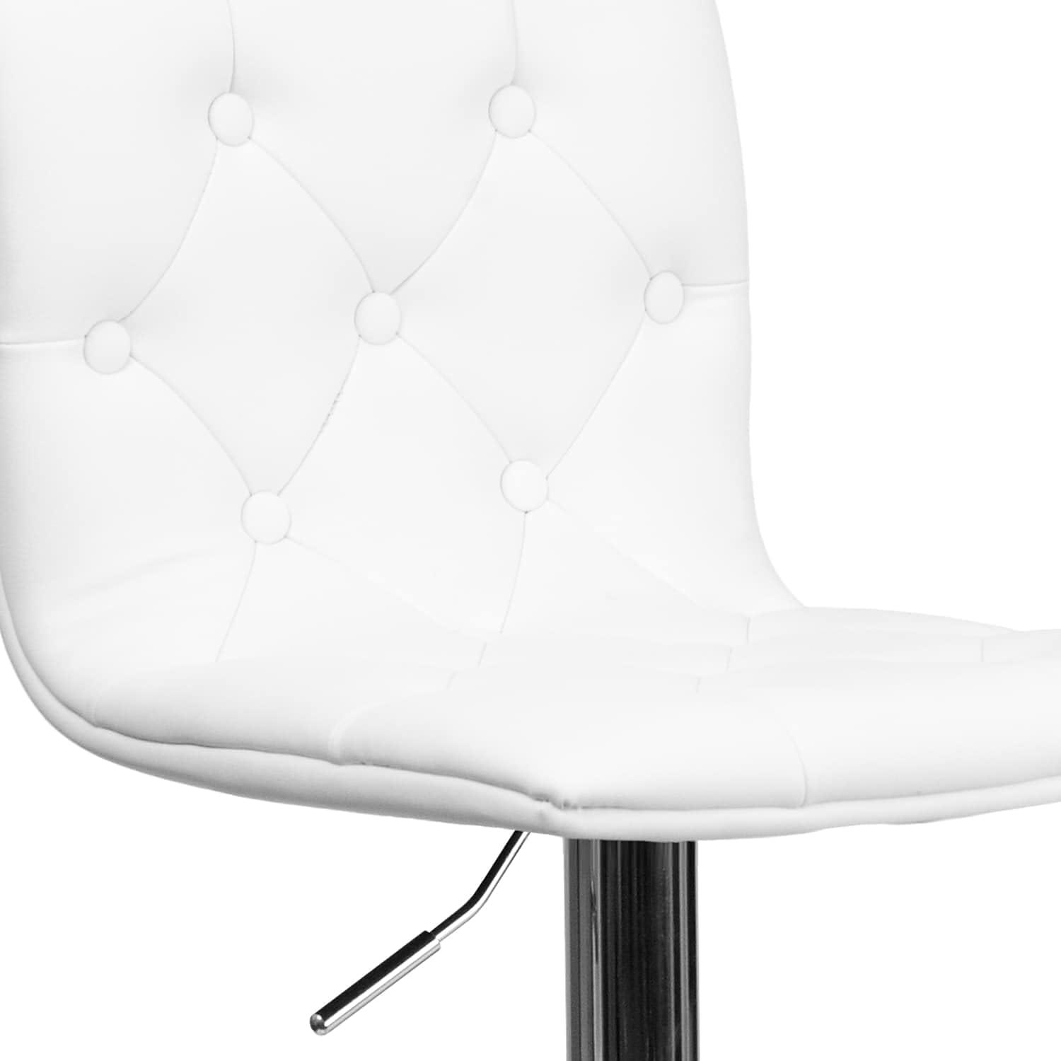 image:imageFlash Furniture Contemporary Button Tufted Gray Vinyl Adjustable Height Barstool with Chrome BaseWhite