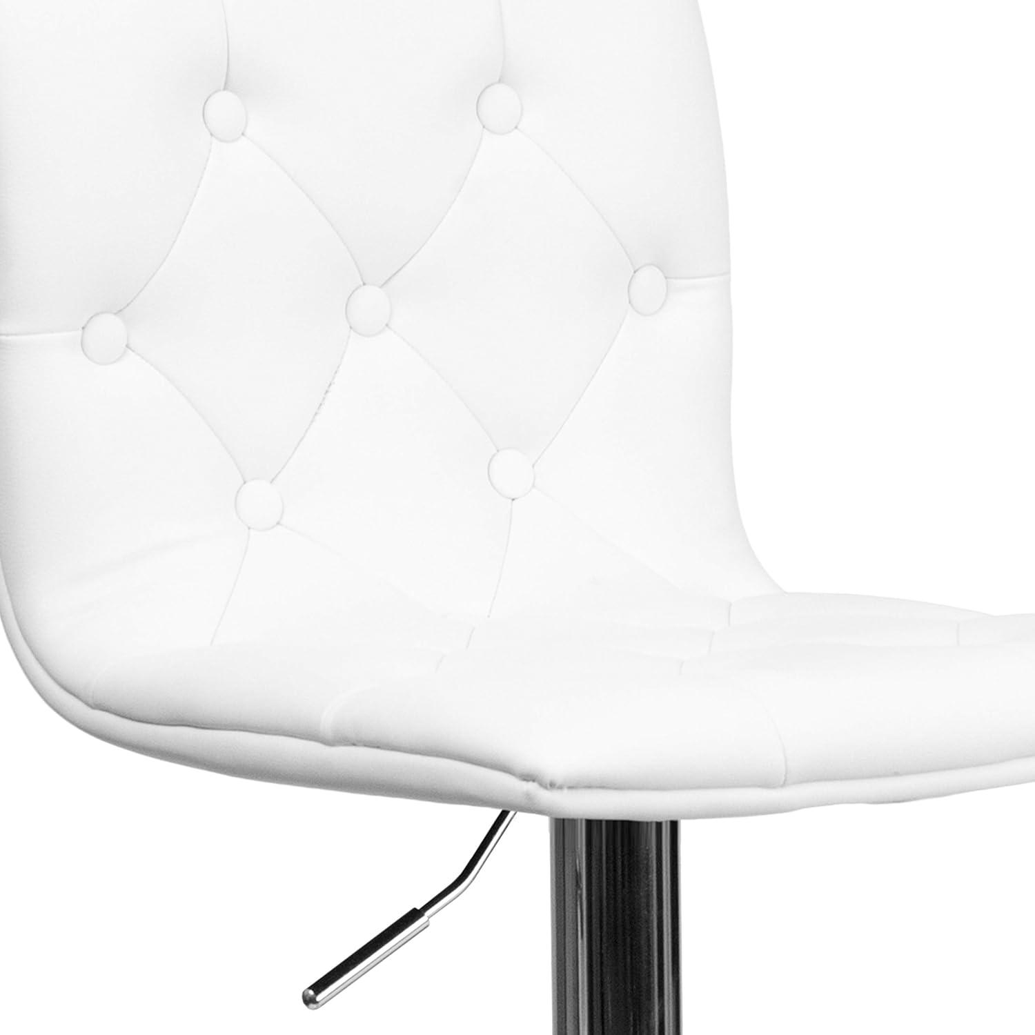 image:imageFlash Furniture Contemporary Button Tufted Gray Vinyl Adjustable Height Barstool with Chrome BaseWhite