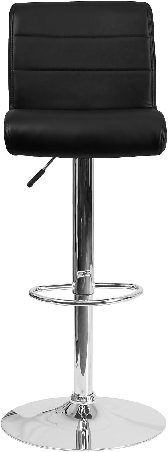 image:imageFlash Furniture Contemporary Gray Vinyl Adjustable Height Barstool with Rolled Seat and Chrome BaseBlack