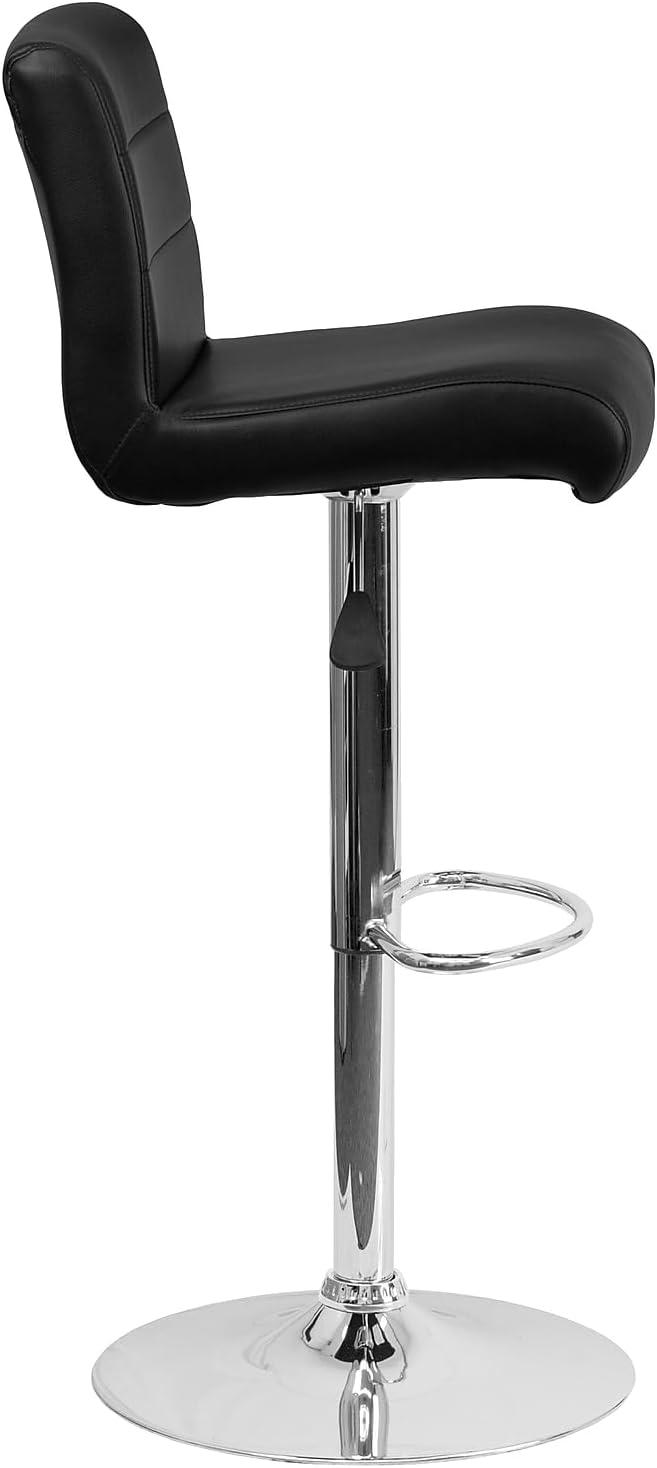 image:imageFlash Furniture Contemporary Gray Vinyl Adjustable Height Barstool with Rolled Seat and Chrome BaseBlack