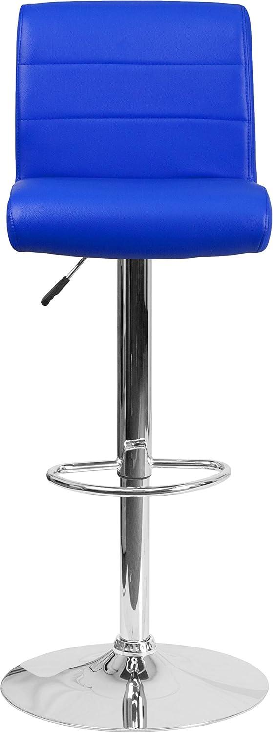 image:imageFlash Furniture Contemporary Gray Vinyl Adjustable Height Barstool with Rolled Seat and Chrome BaseBlue