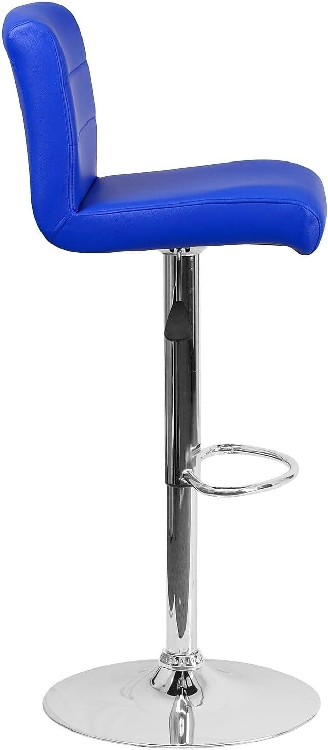 image:imageFlash Furniture Contemporary Gray Vinyl Adjustable Height Barstool with Rolled Seat and Chrome BaseBlue