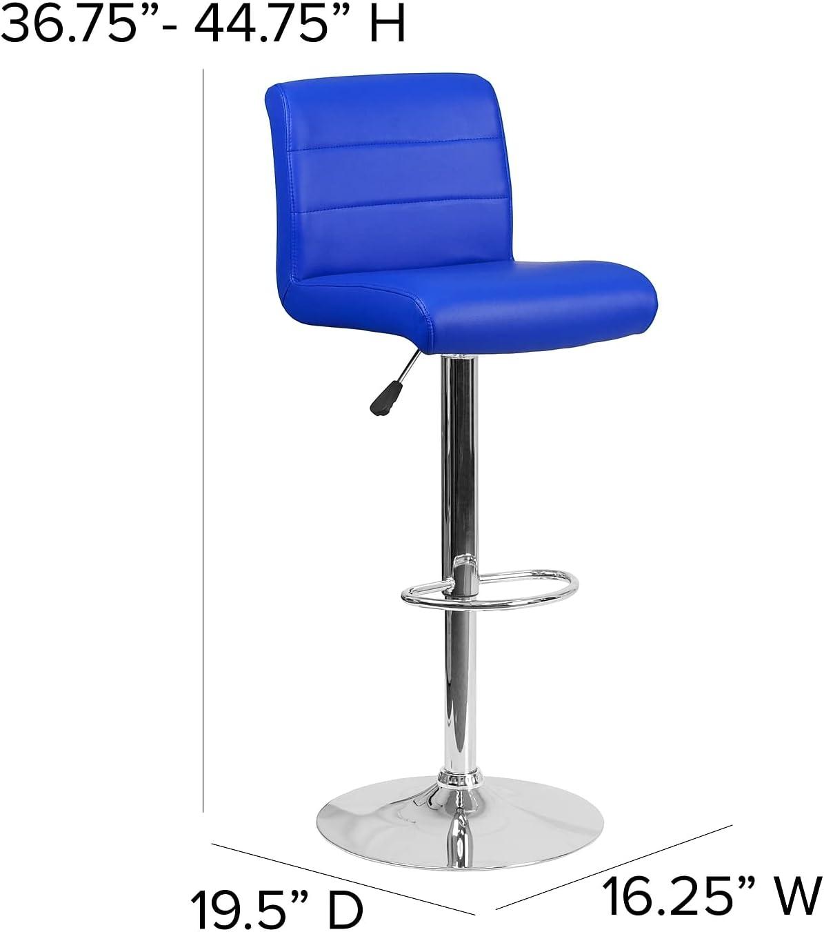 image:imageFlash Furniture Contemporary Gray Vinyl Adjustable Height Barstool with Rolled Seat and Chrome BaseBlue