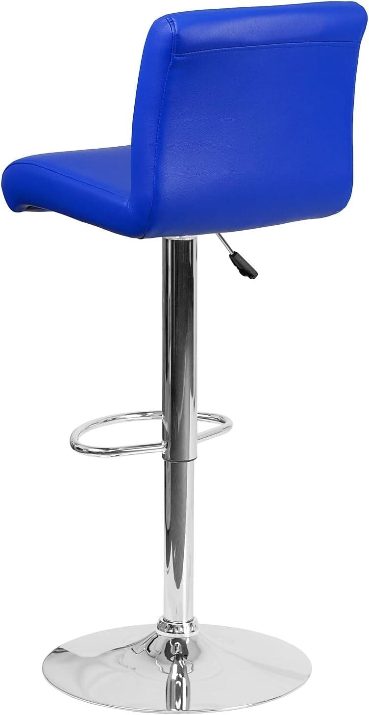 image:imageFlash Furniture Contemporary Gray Vinyl Adjustable Height Barstool with Rolled Seat and Chrome BaseBlue