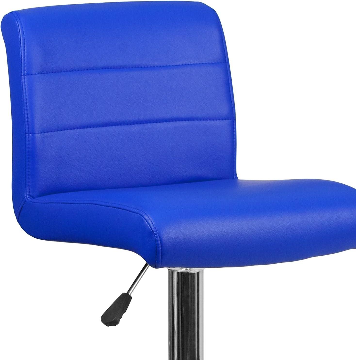 image:imageFlash Furniture Contemporary Gray Vinyl Adjustable Height Barstool with Rolled Seat and Chrome BaseBlue