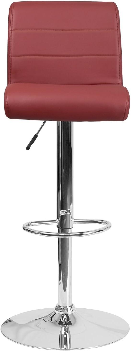 image:imageFlash Furniture Contemporary Gray Vinyl Adjustable Height Barstool with Rolled Seat and Chrome BaseBurgundy