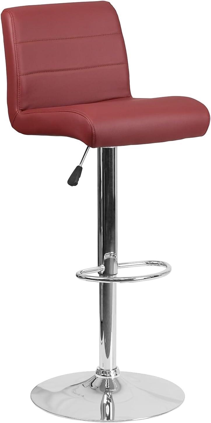image:imageFlash Furniture Contemporary Gray Vinyl Adjustable Height Barstool with Rolled Seat and Chrome BaseBurgundy