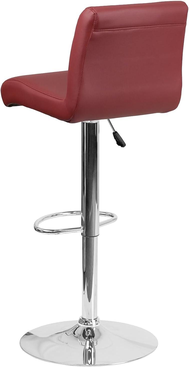 image:imageFlash Furniture Contemporary Gray Vinyl Adjustable Height Barstool with Rolled Seat and Chrome BaseBurgundy