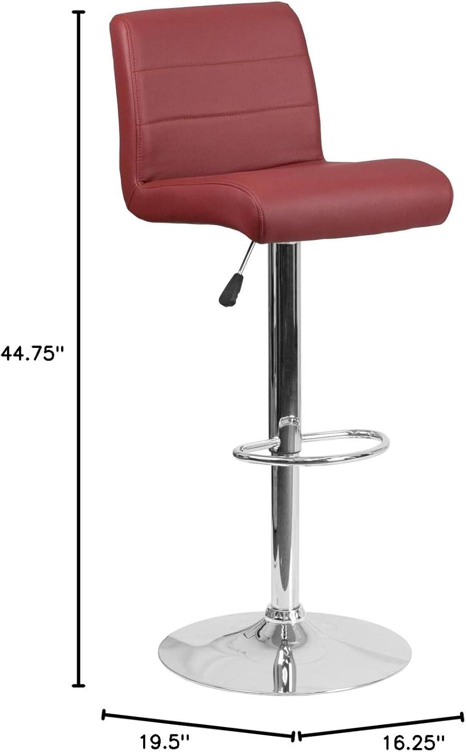 image:imageFlash Furniture Contemporary Gray Vinyl Adjustable Height Barstool with Rolled Seat and Chrome BaseBurgundy