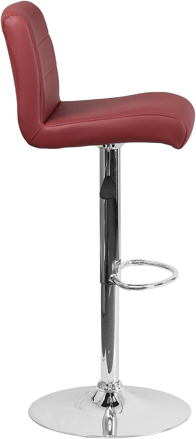 image:imageFlash Furniture Contemporary Gray Vinyl Adjustable Height Barstool with Rolled Seat and Chrome BaseBurgundy