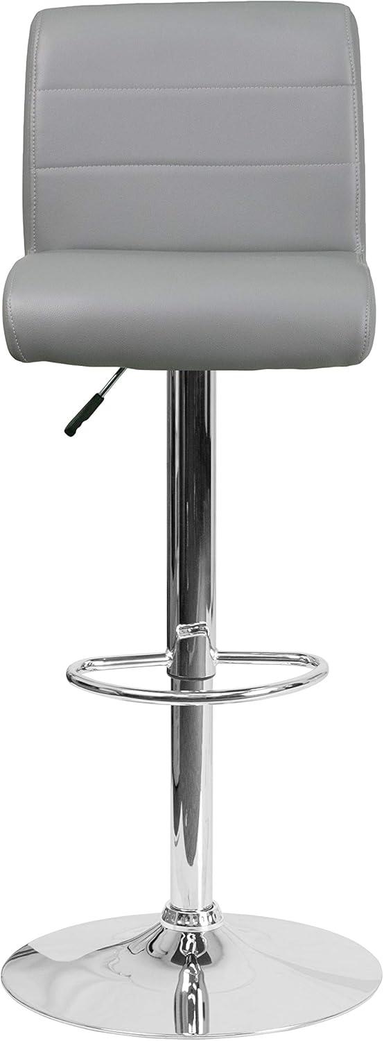 image:imageFlash Furniture Contemporary Gray Vinyl Adjustable Height Barstool with Rolled Seat and Chrome BaseGrey