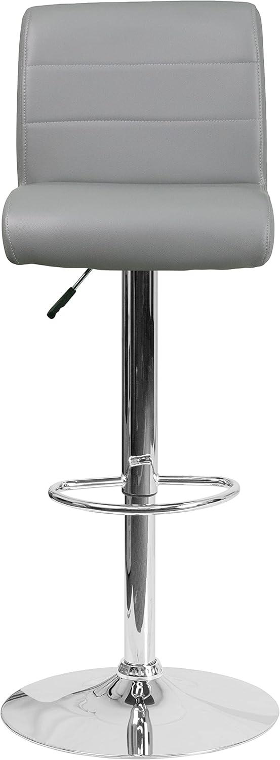image:imageFlash Furniture Contemporary Gray Vinyl Adjustable Height Barstool with Rolled Seat and Chrome BaseGrey