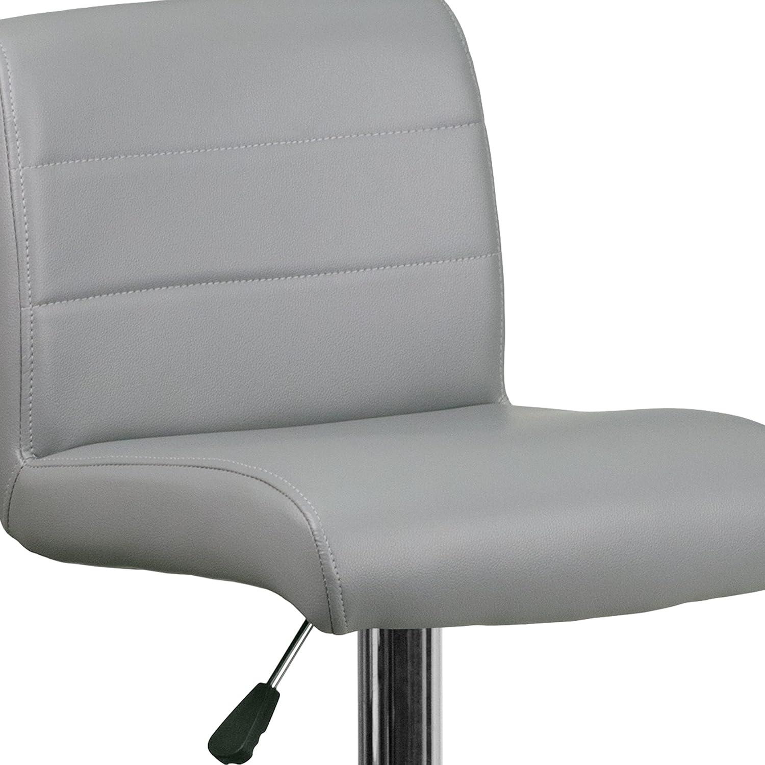 image:imageFlash Furniture Contemporary Gray Vinyl Adjustable Height Barstool with Rolled Seat and Chrome BaseGrey