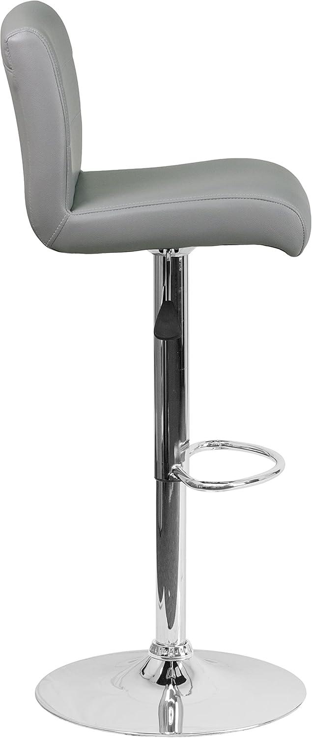 image:imageFlash Furniture Contemporary Gray Vinyl Adjustable Height Barstool with Rolled Seat and Chrome BaseGrey